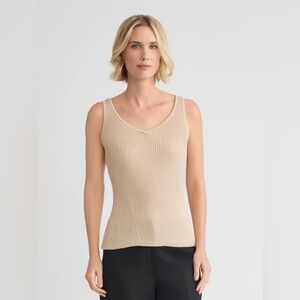 Misook Tan Soft Ribbed Knit Tank Top size XL EUC
